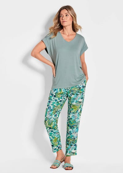 Licht shirt van crêpe - grijsgroen - Gr. 19 van Goldner Fashion