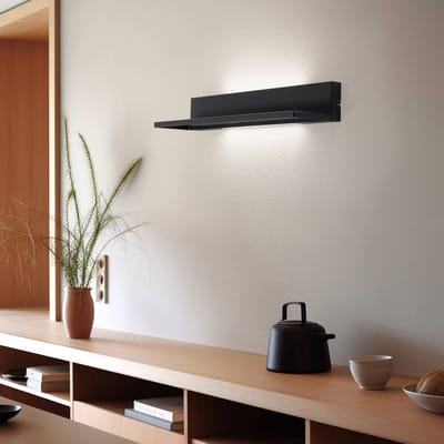 Luminex Wandlamp, zwart, staal, 60 cm lang, 2 x LED