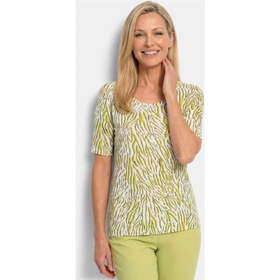 Viscose shirt met zebrapatroon - gebroken wit / geel / gedess. - Gr. 25 van Goldner Fashion
