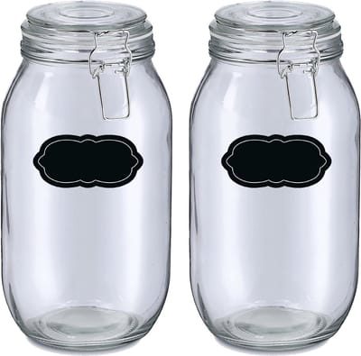 Weckpot/inmaakpot - 4x - 2L - glas - met beugelsluiting - incl. etiketten