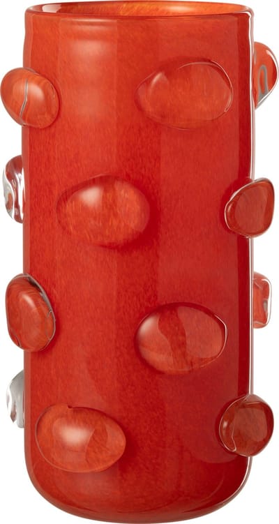 J-Line vaas Aruna - glas - rood - large - 32.5 cm hoog