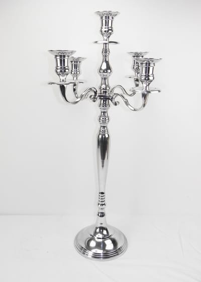 5-Armige kandelaar - 74cm vernikkeld aluminium kandelaar nikkel