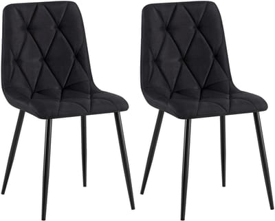CLP Clairton Set van 2 Eetkamerstoelen - klassiek - met zwart metalen frame - Belastbaar tot 150 kg - fluweel - Velvet - Stof/zwart