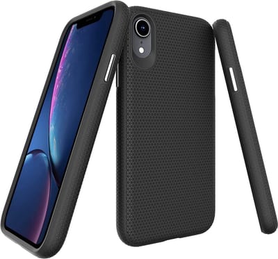 Casemania Hoesje Geschikt voor Apple iPhone XR - Zwart - Anti Slip Matte Armor Back Cover