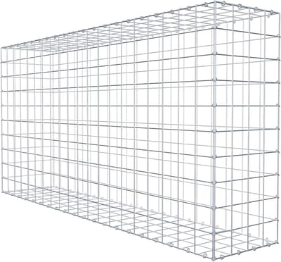 Kwadratische Gabionen - Steenkorven Tuin - Tuin Decoratie - 4mm Staaldraad - 200x40x100 cm - Zilver