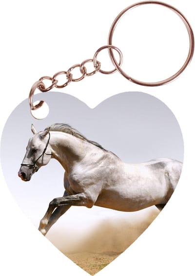 Sleutelhanger hartje 5x5cm - Paard Wit Arabier Schimmel