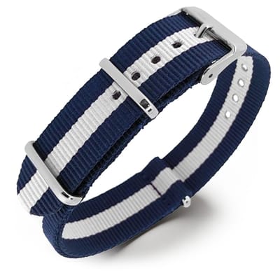 NATO Horlogeband G10 Military Nylon Strap - Regimental Blauw Wit 16mm
