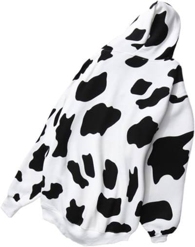 Dames Hoodie met Lange Mouwen, Losse Pasvorm, Comfortabel en Warm, Ideaal voor Dagelijks Gebruik en Vrije Tijd, Trendy Koeienpatroon Print