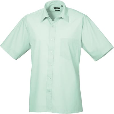 Premier formeel poplin effen werkoverhemd met korte mouwen voor heren 14.5 kleur van de zeegolf