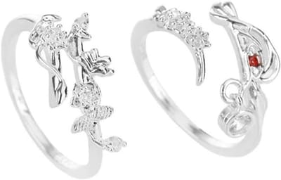 Heaven Official's Blessing Ringen voor Cosplay, Xie Lian Koppelringen, Kostuum Sieraden en Stickers, Zilver, Perfect voor Fans