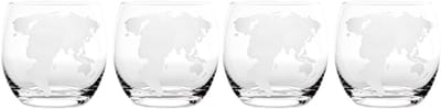 4 Stuks Wereldkaart Whisky en Koffiemokken - Unieke Glazen voor Drankjes, Cadeau voor Reizigers en Wereldliefhebbers