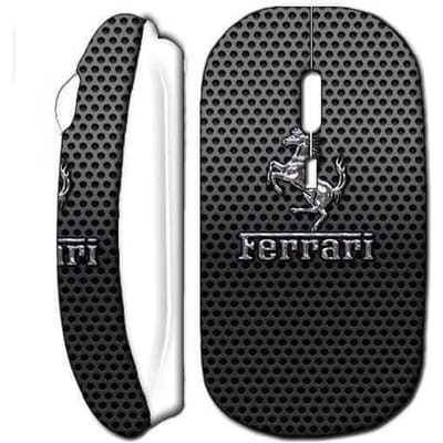 Souris Sans Fil - Ferrari - Effet Métal - Blanc - USB - Compatible Mac et PC