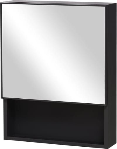 Kleankin spiegelkast - staal - glas - 46L x 13,5B x 58H cm - zwart