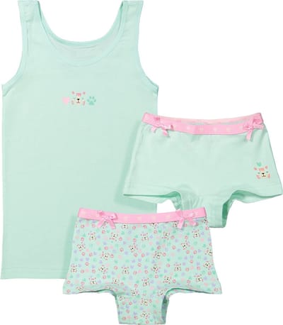 Funderwear meisjes setje Tiger - Onderbroek & Hemdje - Boxershorts - Roze - Groen - Paars - 98