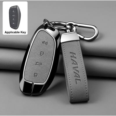Auto Zinklegering Leer Sleutelhoesje Cover Voor Great Wall Haval H6 H9 H2 M6 Cool Dog Plus Uil Draak Max F7 F7X F7H H8 H3 gray