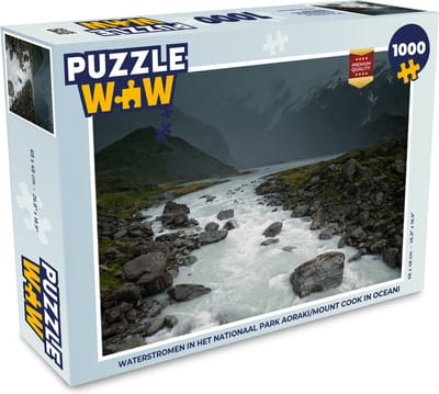 Puzzel Waterstromen in het Nationaal park Aoraki/Mount Cook in Oceanië - Legpuzzel - Puzzel 1000 stukjes volwassenen