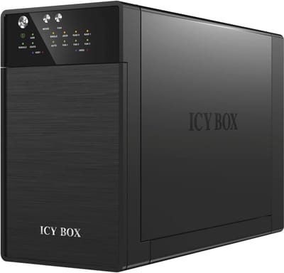 SnelShoppen - Externe 2-bay-behuizing voor 2x 3,5 inch SATA harde schijven - RAID 0/1, JBOD, USB 3.0, eSATA, Smart-ventilator, Zwart