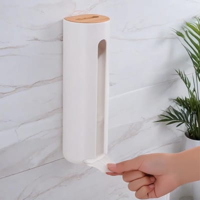 Make-up Organizer met Houten Deksel, Katoenen Pad Houder voor Badkameropslag en -organisatie, Makkelijk te Verwijderen en Stijlvol Design