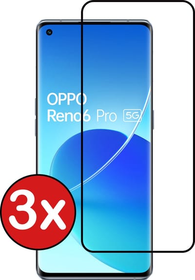 Screenprotector - 3 Stuks - Geschikt voor OPPO Reno 6 Pro - Full Cover - Beschermglas - Gehard Glas - Tempered Glass - Screen Protector