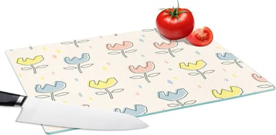 Glazen Snijplank - 39x28 - Bloemen - Pastel - Geboorte - Snijplanken Glas