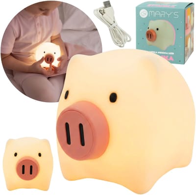 Mary's Siliconen LED-nachtlampje varken, lampje voor kinderkamer, USB-regelbare verlichting