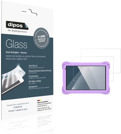 dipos – 2x Pantserfolie geschikt voor YOBWOK Kinder Tablet 8 Inch | 9H Screenprotector