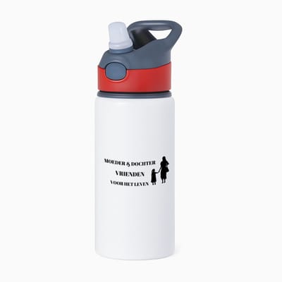 Hacebo® - moeder en dochter vrienden voor het leven waterfles met rietje rood - Dochter - moeder/dochter - Moeder cadeautjes - moederdag - verjaardag - geschenk - kado - dochter - dochter artikelen - verjaardag dochter - water fles - 650ML