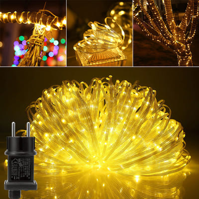 MUPOO Lichtsnoer Binnen en Buiten - 100 LED -10 meter - Met Stekker - Warm wit - 8 modi - Geheugenfunctie - Lichtslinger - Kerstverlichting- Fairy Lights - IP67 Waterdicht - Decoratie voor kerst - Tuinverlichting