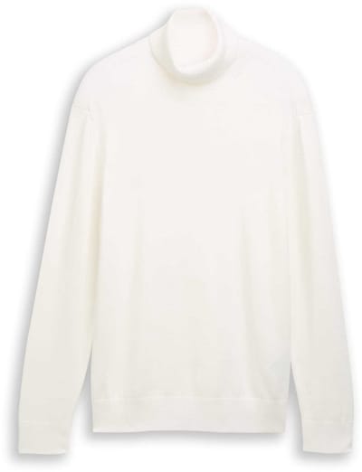 Tom Tailor Denim - Katoenen coltrui - Maat XXL - Wool White