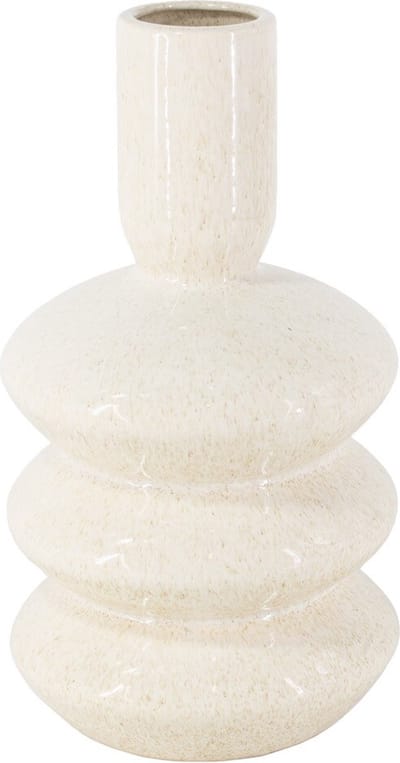 HomeBound by KY | Aardewerk vaas disk beige | 17,5x17,5x31cm | bloemenvaas aardewerk