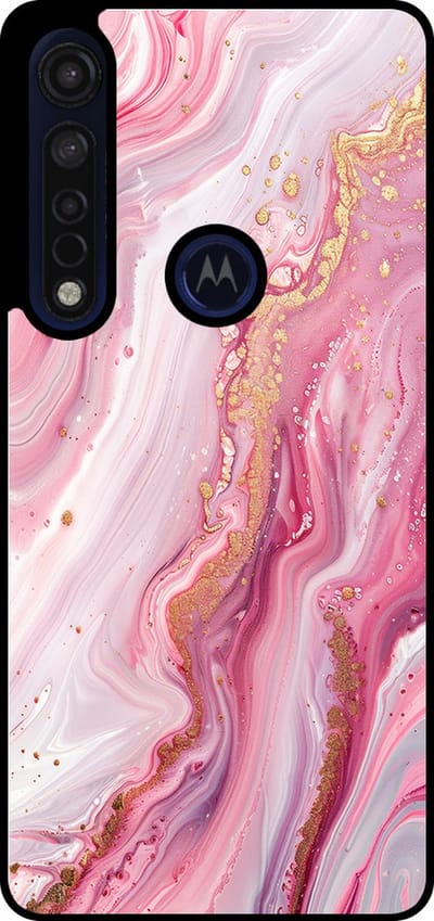 Smartphonica Telefoonhoesje Geschikt voor Motorola Moto G8 Plus met marmer opdruk - TPU backcover case marble design - Roze geschikt voor Motorola Moto G8 Plus