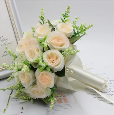 Bruidsboeket Kunstbloemen - Handgemaakt Boeket - Bruiloft Decoratie - Duurzaam Elegant Ontwerp