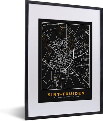 Fotolijst incl. Poster - Plattegrond - Goud - Sint-Truiden - Kaart - Stadskaart - 30x40 cm - Posterlijst