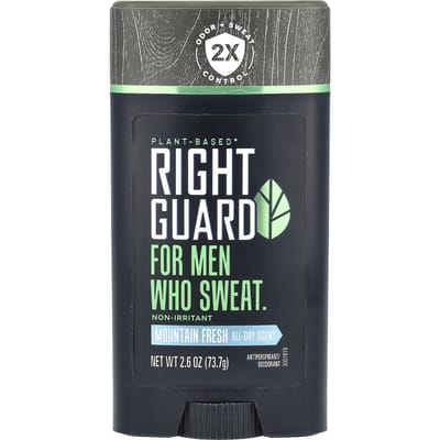 Right Guard, plant-based antiperspirant/deodorant, men's, Mountain Fresh, 2.6 oz (73.7 g) black