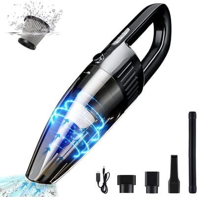 Kruimeldief - Kruimelzuiger snoerloos - Handstofzuiger met 4 opzetstukken - met 4 HEPA filters - Handstofzuiger Draadloos - Nat & Droog – Lichtgewicht Kruimelzuiger - Zwart
