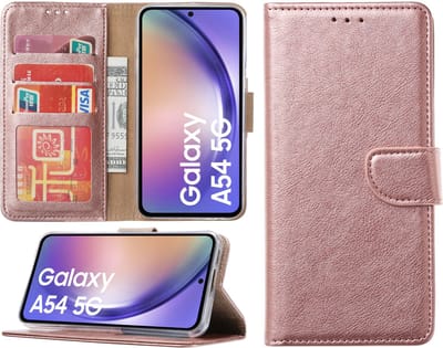 Samsung Galaxy A54 hoesje - Bookcase met pasjeshouder - Rosegoud