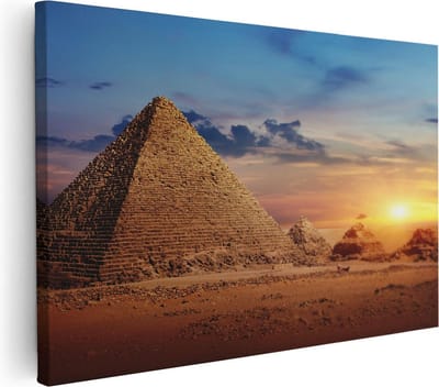 Artaza Canvas Schilderij Zonsondergang Woestijn - 30x20 cm - Klein - Wanddecoratie Afrika - Muurdecoratie Zon - Kamer Accessoires