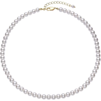 Collier - LUXENTER - Jamel - Perle blanche - Or jaune 18 carats - 64+5 cm blanc