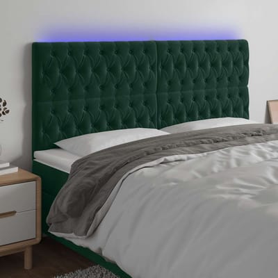 vidaXL - Hoofdbord - LED - 180x7x118/128 - cm - fluweel - donkergroen