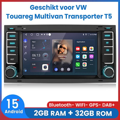 Awesafe Autoradio - Geschikt Voor VW Volkswagen Touareg 2002 t/m 2011 Multivan Transporter T5 - Android 15.0 Systeem - Autoradio met navigatie GPS - Radio Scherm - Bluetooth Wifi RDS DSP