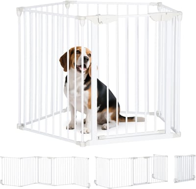 PawHut Huisdierenspeelpen - Metaal - 300x3x74,5cm - Wit