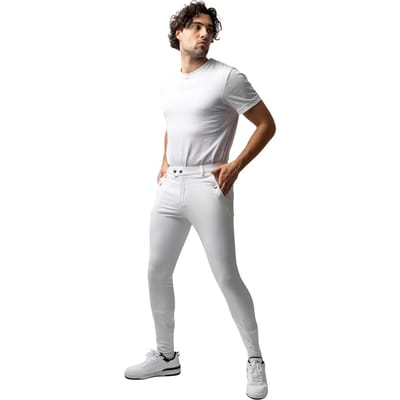Horze Grand Prix Siliconen Full Seat Rijbroek, heren, White, 50
