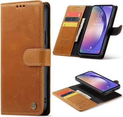 Casemania Hoesje Geschikt voor Samsung Galaxy A54 5G - Sienna Brown - 2 in 1 Magnetische Leren Book Case - Uitneembare Portemonnee Hoes met Kaartvakken voor Telefoon