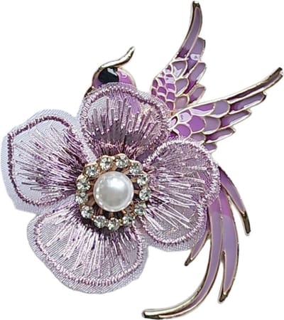 Fako Bijoux® - Broche - Vogel - Phoenix Met Bloem - 60x65mm - Paars