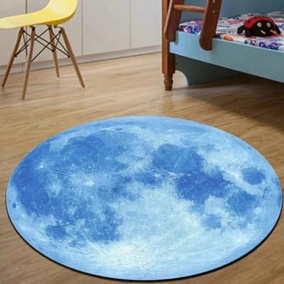 Hemels Rond Vloerkleed – Aarde Maan Mars Vloermat voor Slaapkamer of Studeerkamer – Antislip Planeet Tapijt, Ruimte-Thema Woondecoratie Diameter 90cm(35in)