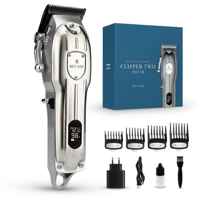 Revahs Tondeuse & Baardtrimmer voor mannen Two-3 - Haartrimmer en Trimmer voor Hoofdhaar & Baard - Draadloze Hair Clipper - 7200 RPM - Keramische Messen - 180 Minuten - 4 Opzetkammen