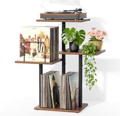 Dailygoods- Platenkast met Vinylopslag - Platenspeler Houder - Houten Tafel voor LP's - Album Organizer - Compact Meubel voor Kleine Ruimtes - Vinylkast