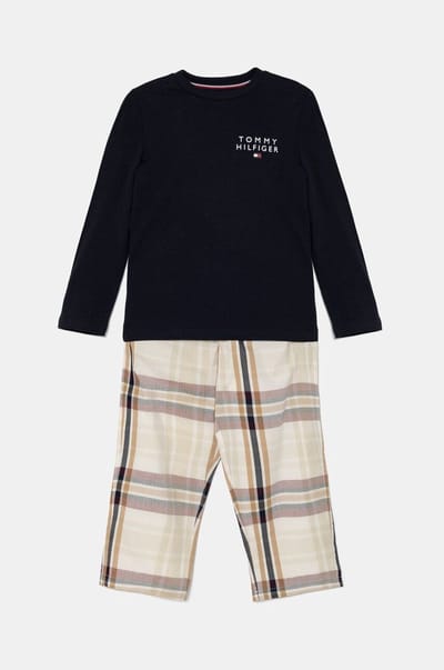 Tommy Hilfiger - Jongens Pyjama - Donkerblauw T-Shirt/Gestreepte Broek - 8/10 jaar