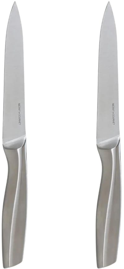 5Five Precision - Fruit en groente mes/Snijmes - 2x stuks - RVS - zilver - 24 cm - keuken messen - luxe kwaliteit