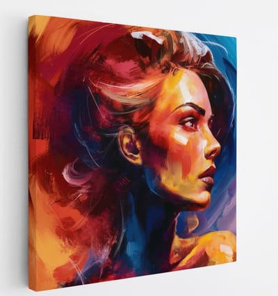 Saammp Canvas Schilderij - Abstract - Kleurenexplosie - Vrouw - Kleurrijk - 20x20 - Foto op canvas - Wanddecoratie - Muurdecoratie Woonkamer - Slaapkamer decoratie - Canvas Print